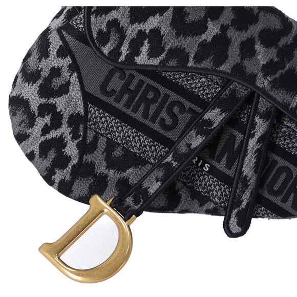 Christian Dior Medium Saddle Bag Mizza Embroidered Leopard BLack Grey Multi - Picture 3 of 10